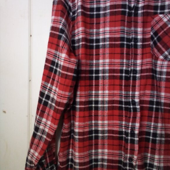 Bogari Shirt Men S Button Up Long Sleeve Plaid Red Black - Picture 5 of 16